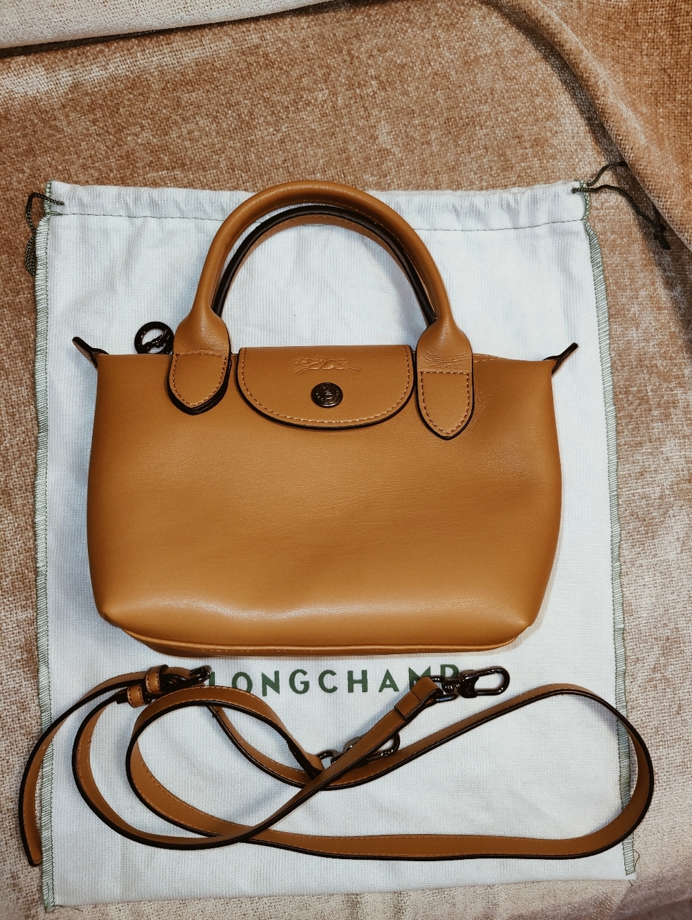 New 🆕 Longchamp LE PLIAGE XTRA XS HANDBAG In Cashew Leather - Picture 2 of 11